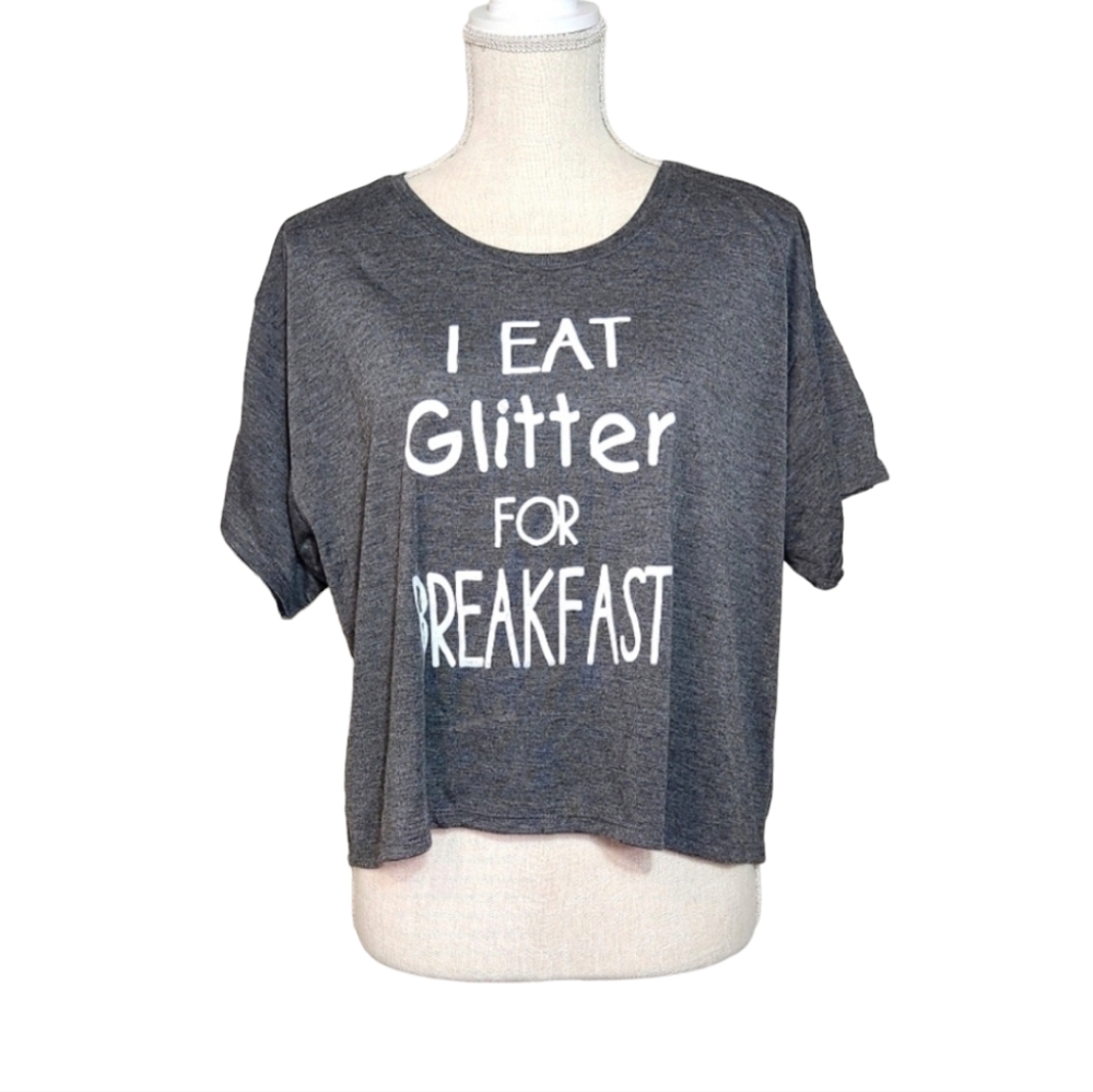 NEW Bella Medium Gray Crop Style Soft Short Sleeve Shirt